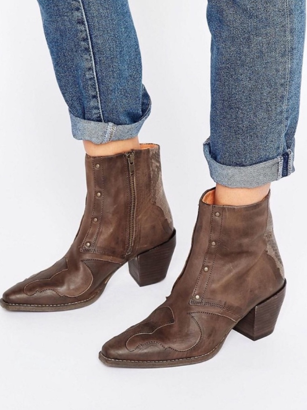 NEW! Free People Nevada Thunder Wester Short Cowboy Boots 38 / 7.5-8